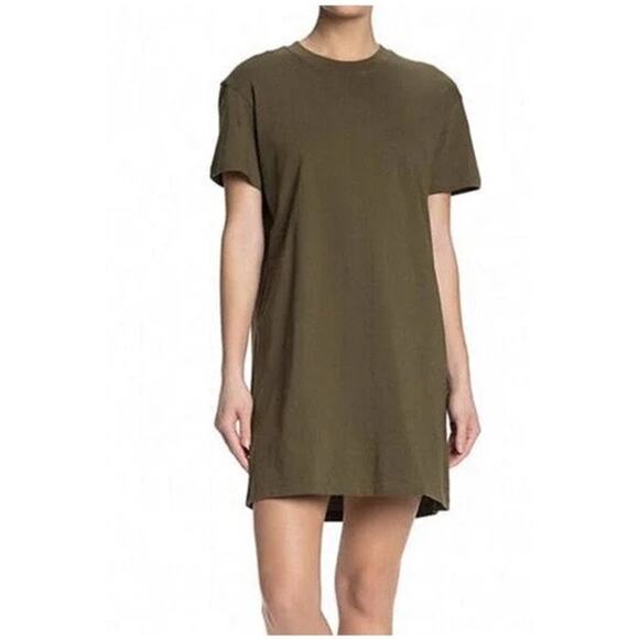 Madewell Dress Women's Small T-Shirt Mini Crew Neck Olive Green Short Sleeve - Picture 1 of 6